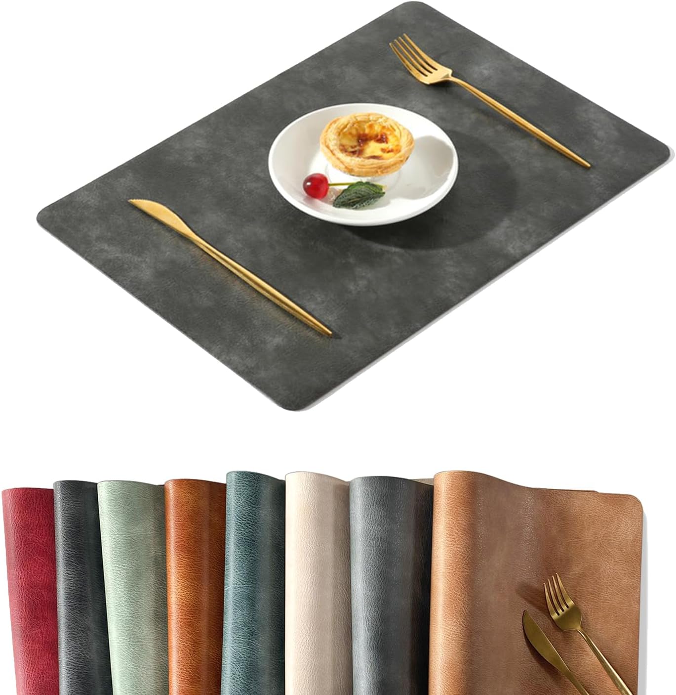 UnivoColors Washed Cowhide Pattern PU Leather Placemats Set of 8