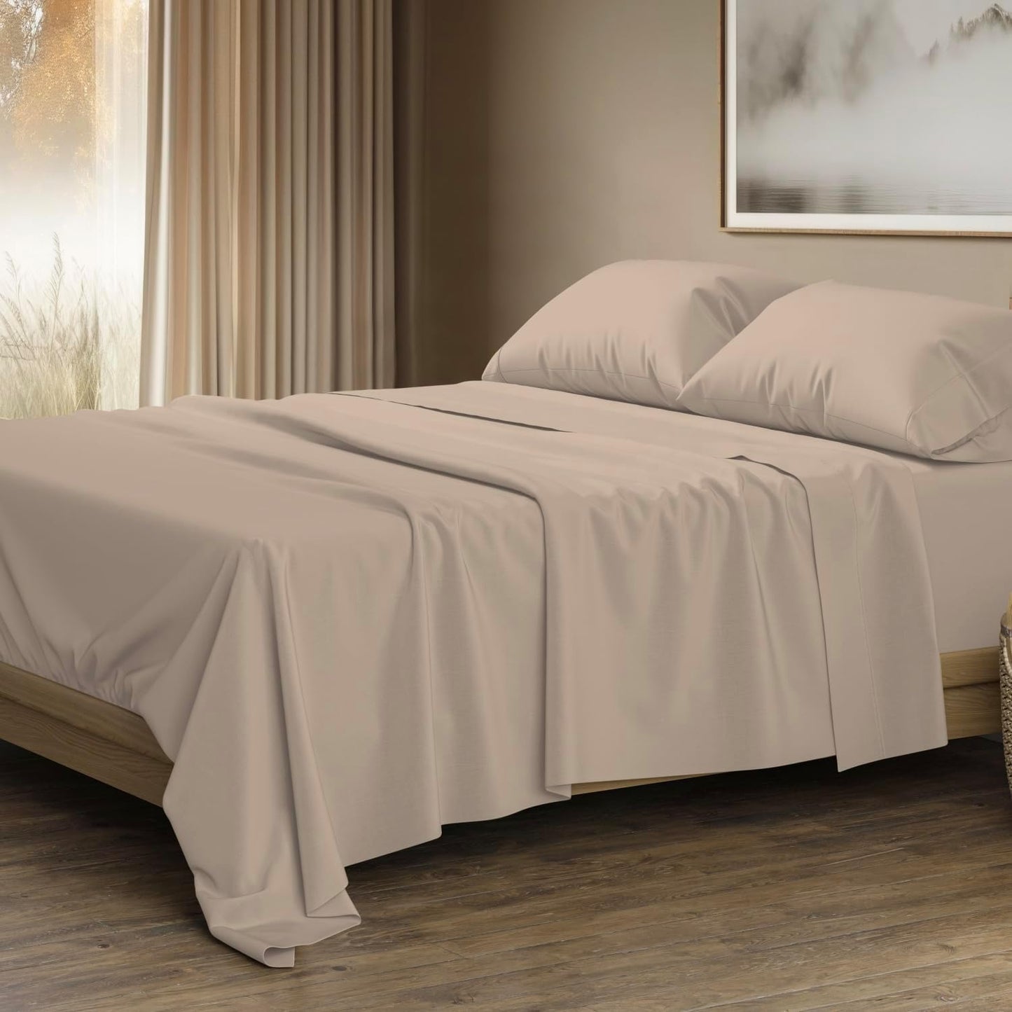 1500 Thread Count Egyptian Cotton Sheets King Size Set - Taupe