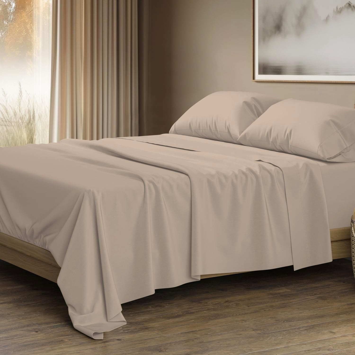 1500 Thread Count Egyptian Cotton Sheets King Size Set - Taupe