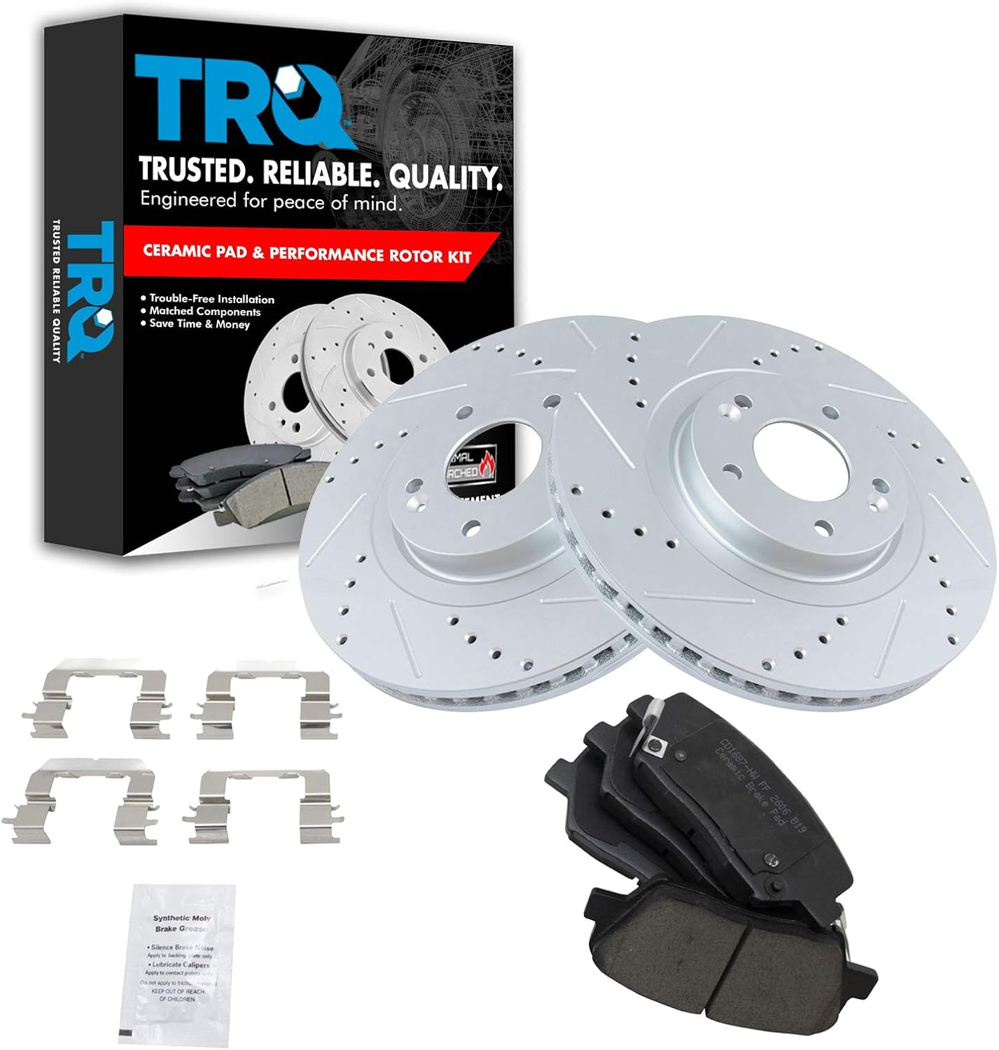 TRQ Front Performance Brake Pad & Rotor Kit for Hyundai & Kia