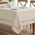 Beige Rectangle Linen Polyester Tablecloth 60x84 in - Farmhouse Cutout