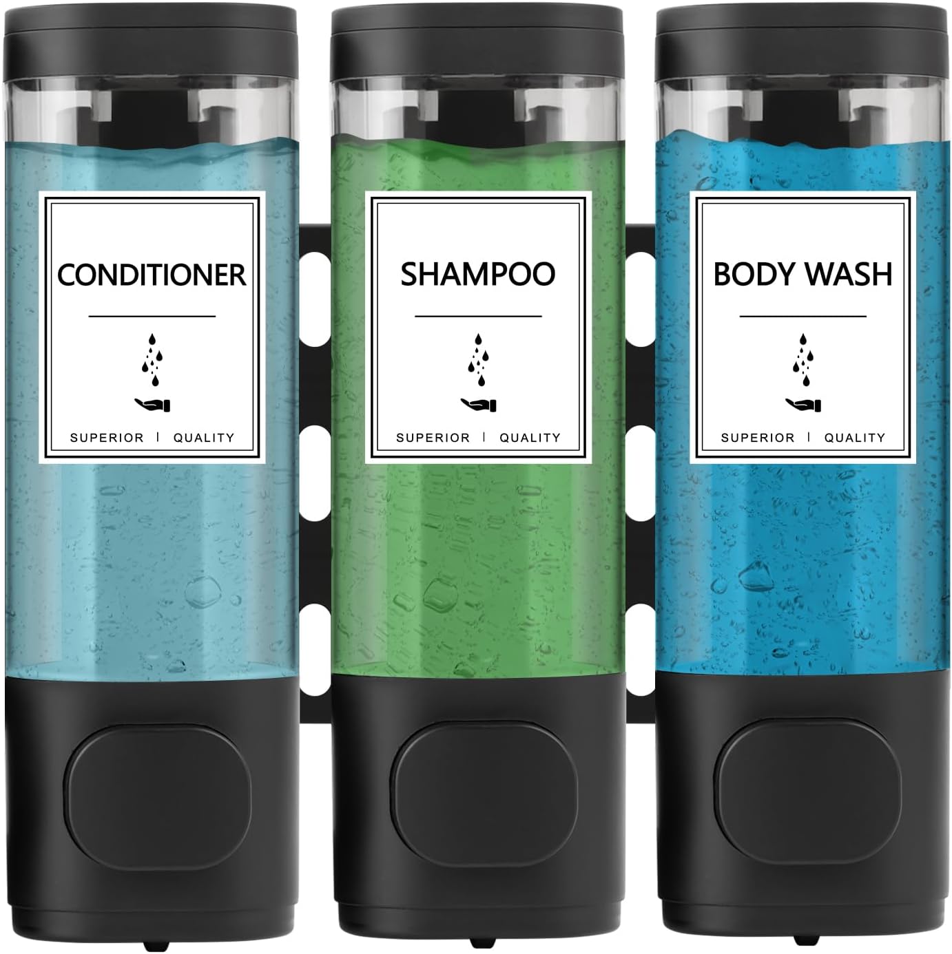3 Chamber Shampoo Dispenser - No Drill!