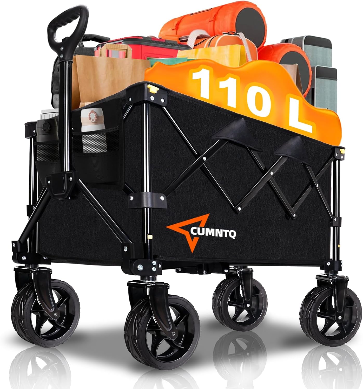 Collapsible Wagon Cart with Heavy Duty Design for Outdoor Use