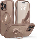 iPhone 14 Pro Case with 360 Rotating Magnetic Stand - Brown