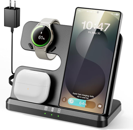 3 in 1 Charging Station for Samsung Devices - Fast Qi Charger