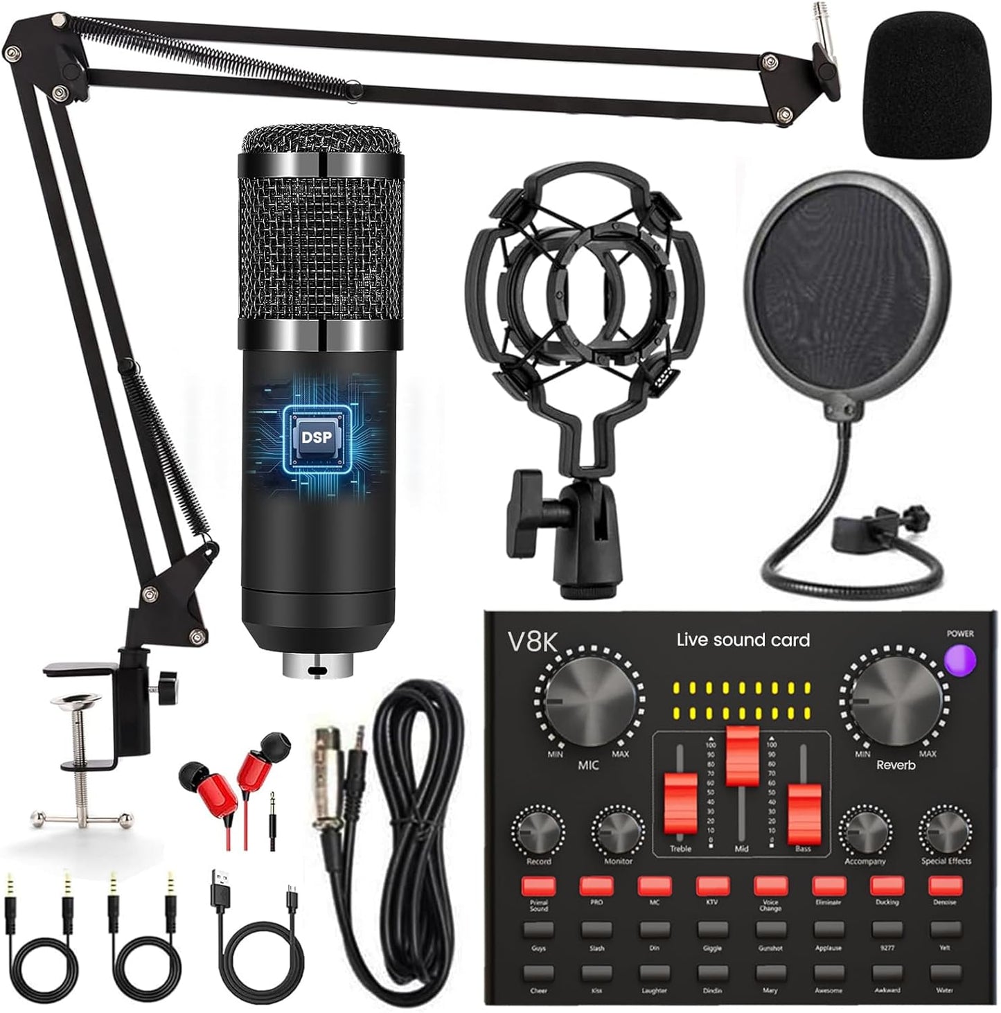 Podcast Equipment Bundle with BM800 Mic for Live Streaming