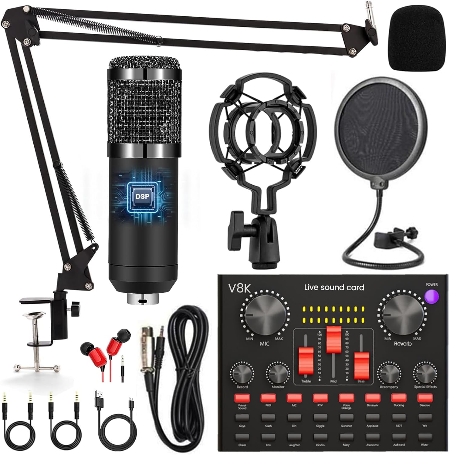 Podcast Equipment Bundle with BM800 Mic for Live Streaming