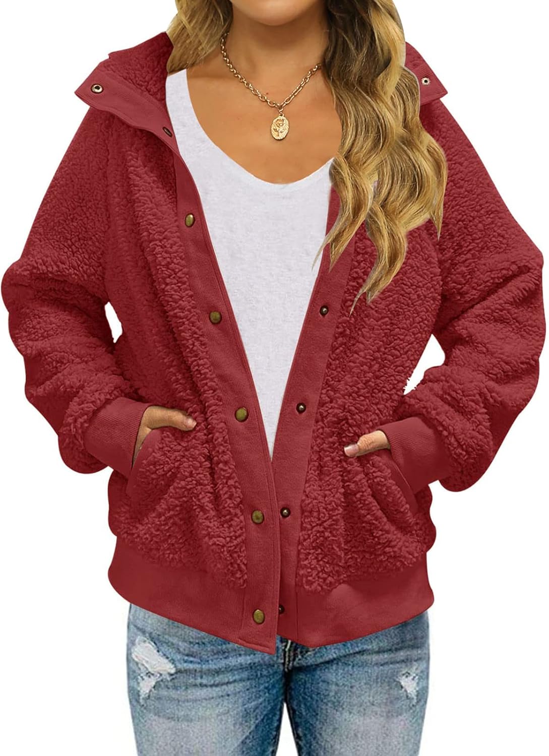 MEROKEETY Womens Fleece Sherpa Jacket for Cozy Warmth