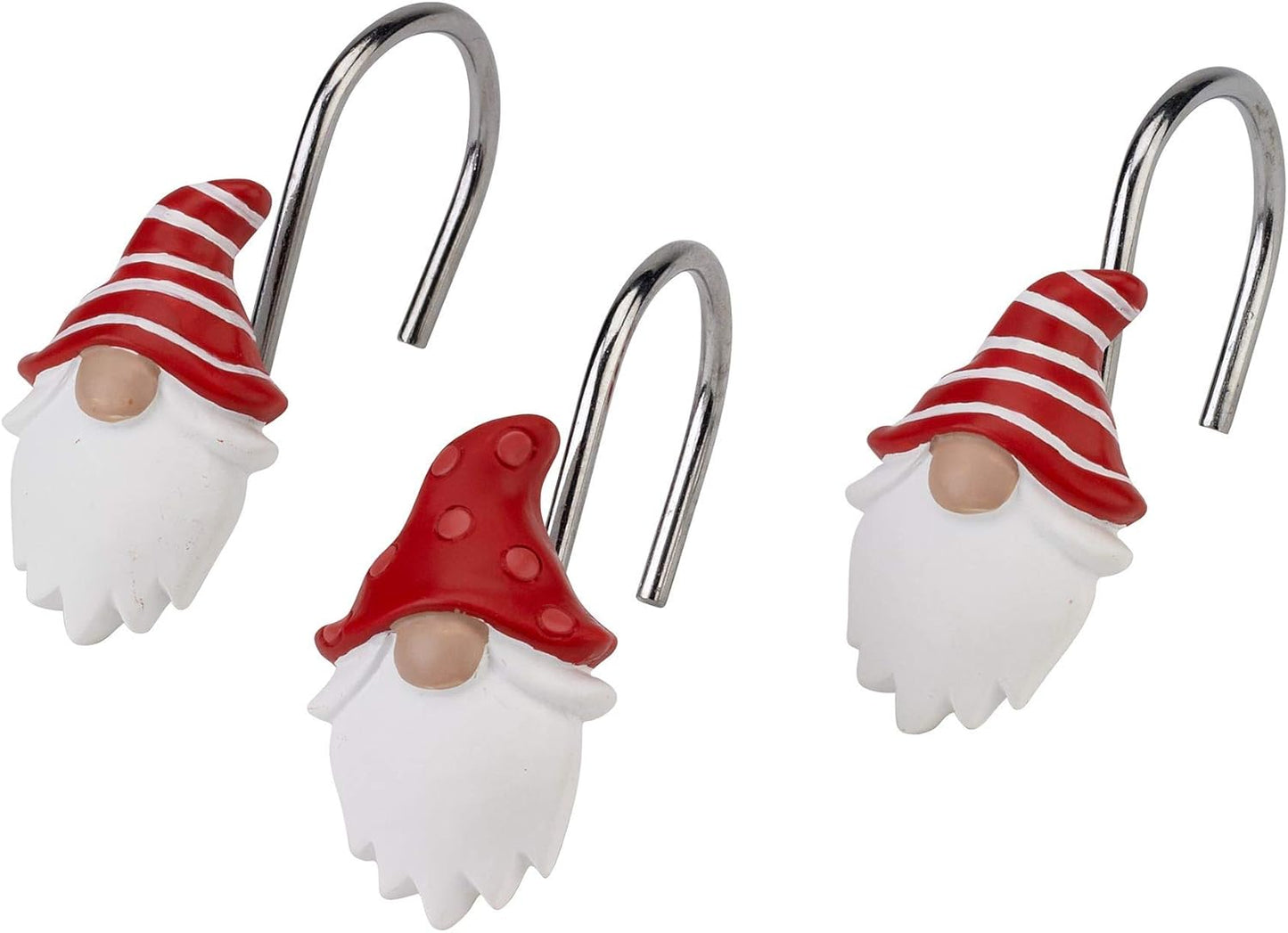 Gnome-themed Shower Hooks Set, Festive Bathroom Decor