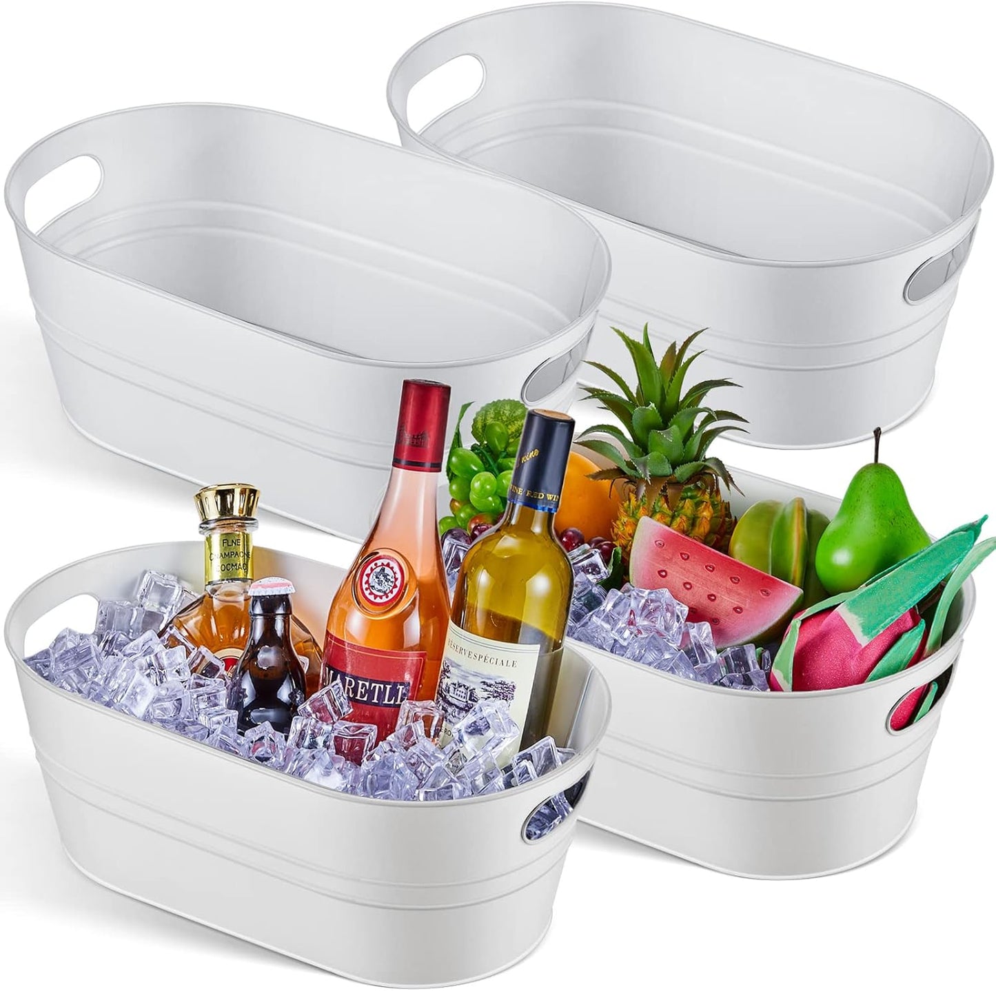 4 Pcs 4 Gallon Galvanized Metal Ice Buckets for Parties