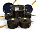 Nuwave Lux LE 13-Pc Cookware Set with Gold Handles - Elegant Ceramic