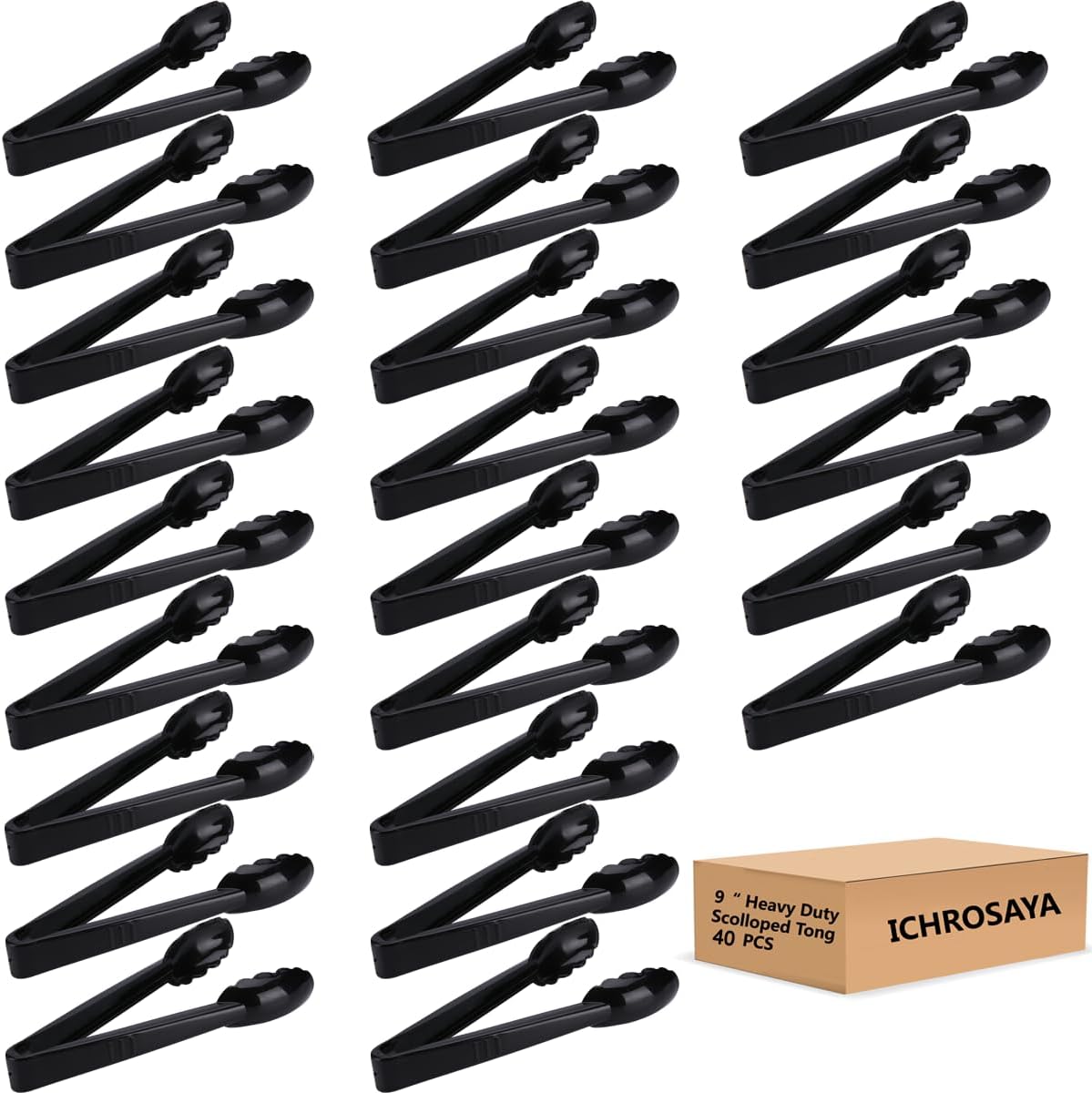 40 Pieces Plastic Salad Tongs Set for Buffets and BBQ Events