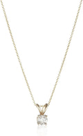 14k Gold Adjustable Prong Set Round-Cut Diamond Pendant - Timeless