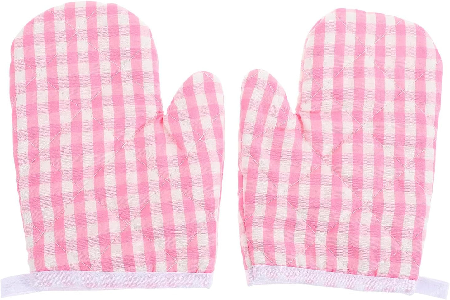 Safe & Stylish Kids Oven Mitts - Pink Checkered