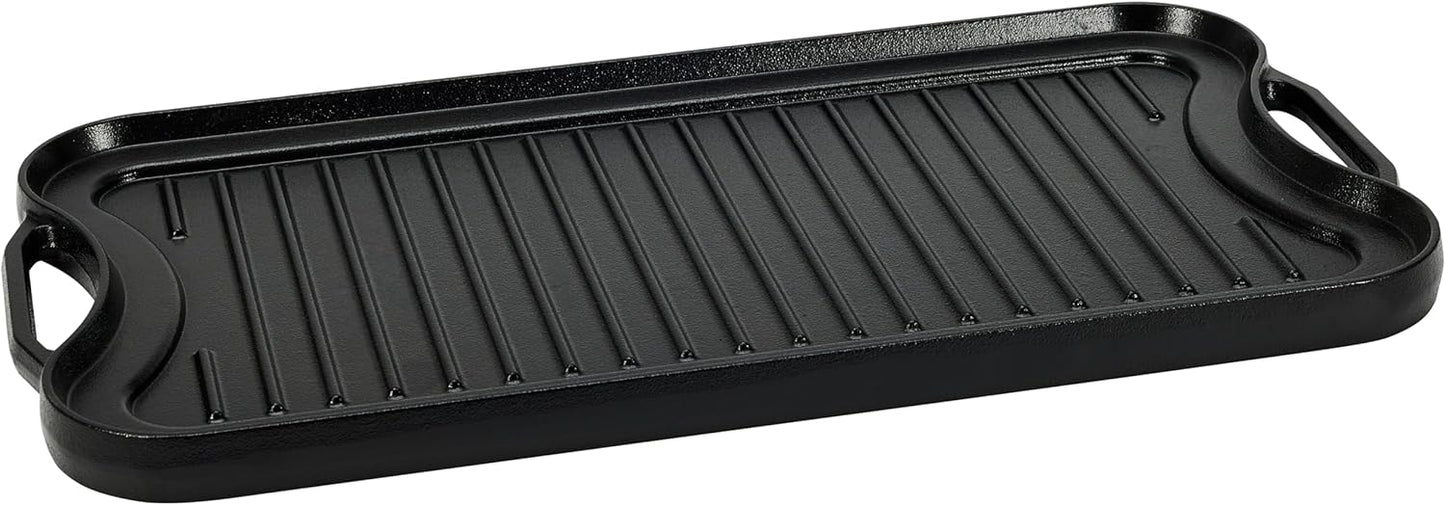 Pre-Seasoned Cast Iron Reversible Grill/Griddle for Versatile Cooking