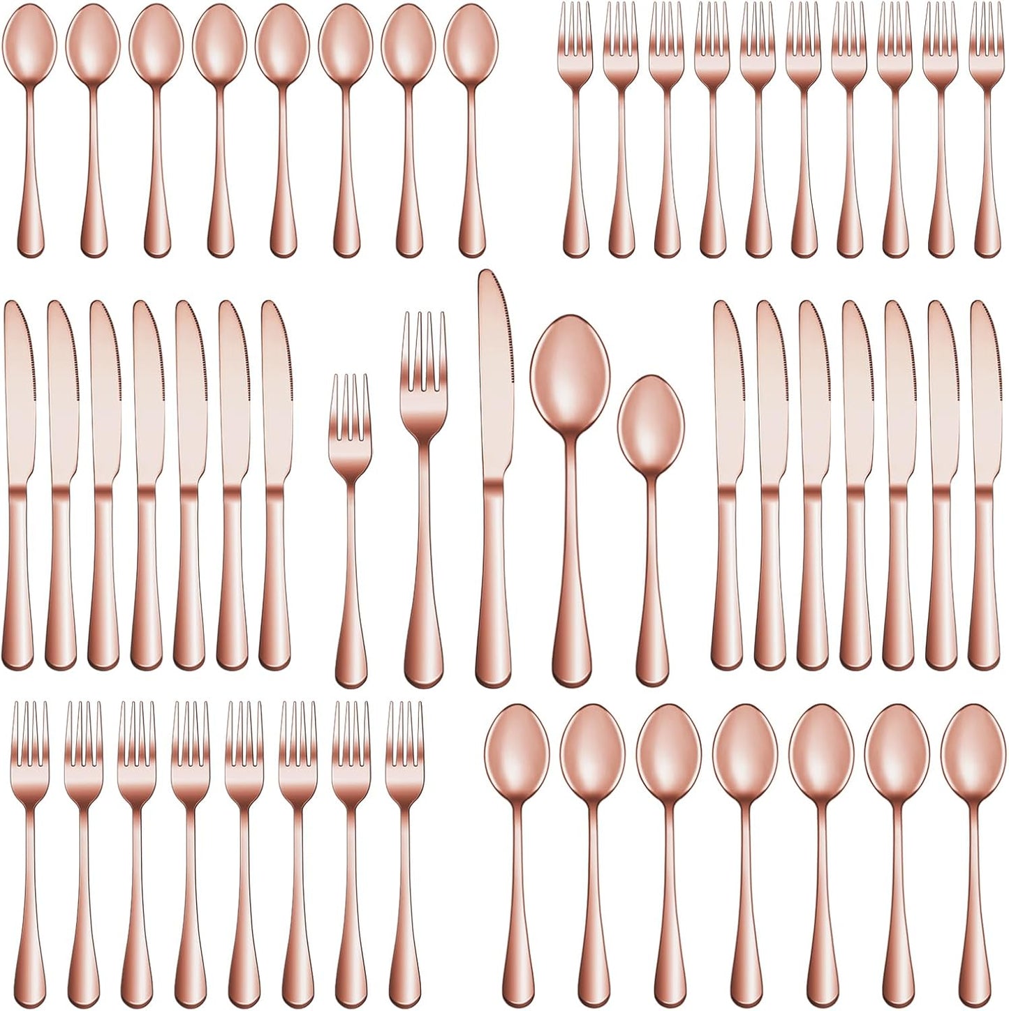 60 Pcs Rose Gold Silverware Set for 12 - Premium Flatware