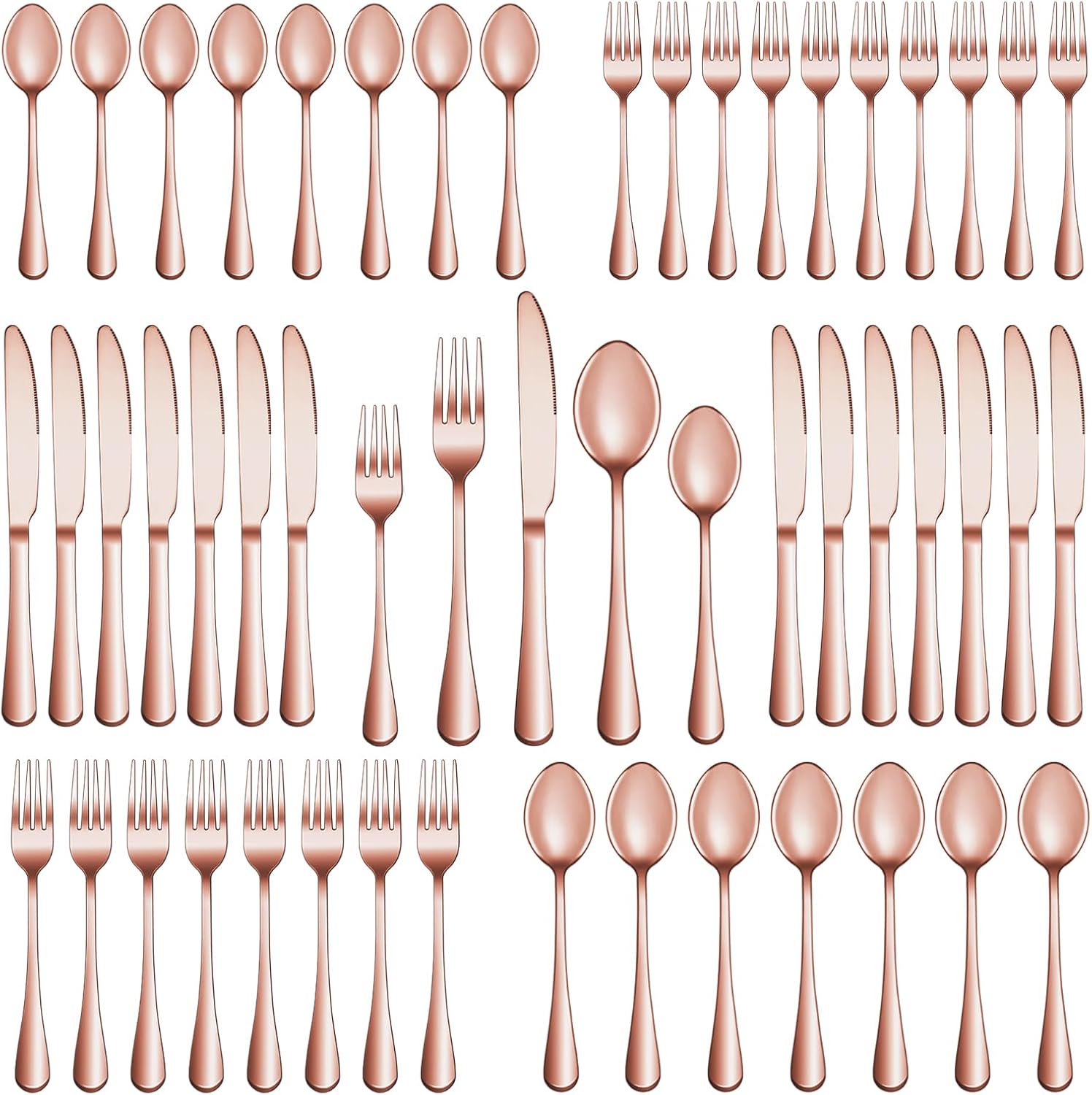 60 Pcs Rose Gold Silverware Set for 12 - Premium Flatware
