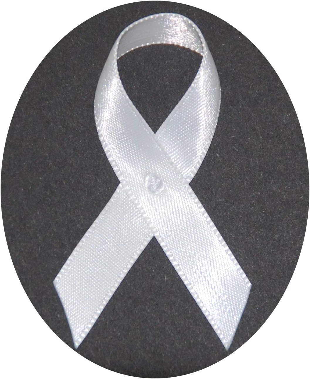 Exclusive USA 250 White Satin Awareness Ribbons with Pins