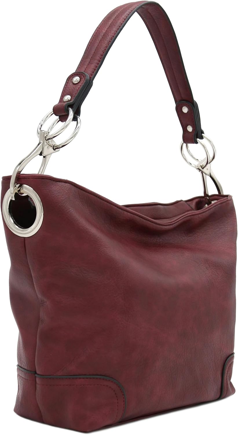 Hobo Shoulder Bag with Big Snap Hook Hardware for Everyday Use