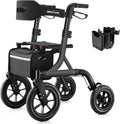 All Terrain Rollator Walker with Seat for Seniors, 12 in Wheels