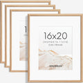 16x20 Picture Frame Set of 4 Natural Solid Oak with 11x14 Mat
