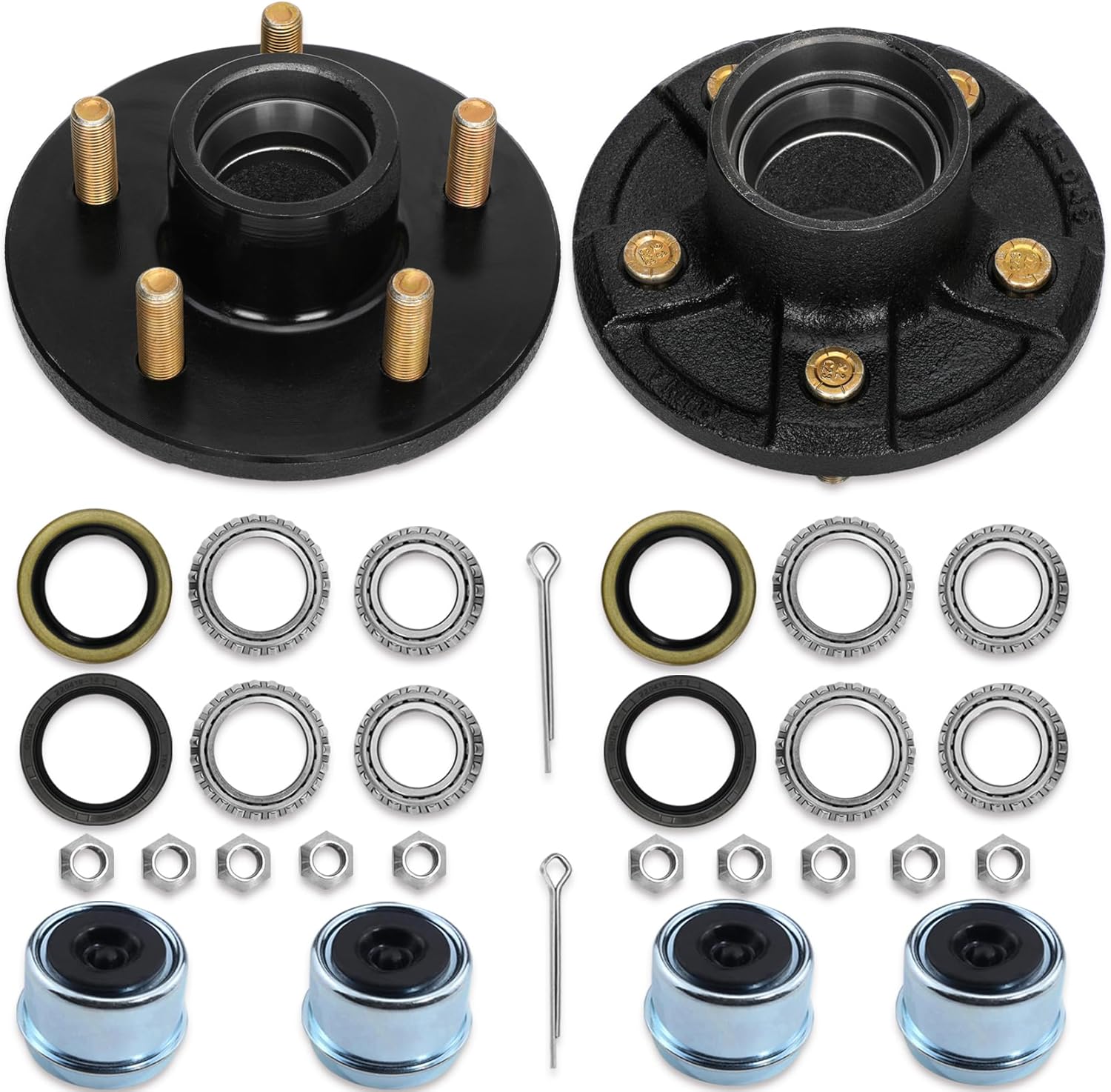 2000lb Trailer Axle Hub Kit for Straight Spindles - 5 Bolt