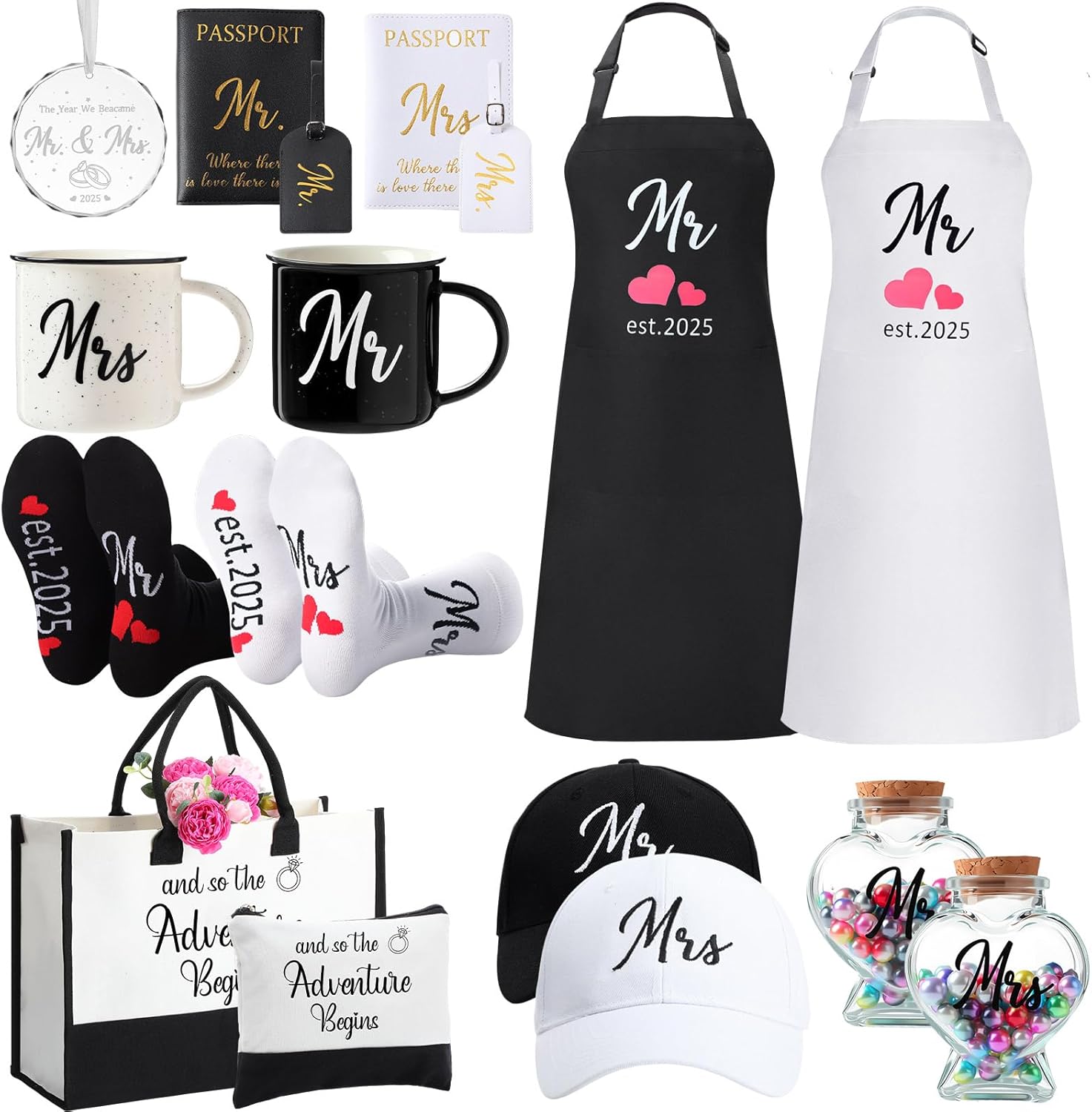 15 Pcs Wedding Gift Set for Couples - Mr and Mrs Gifts