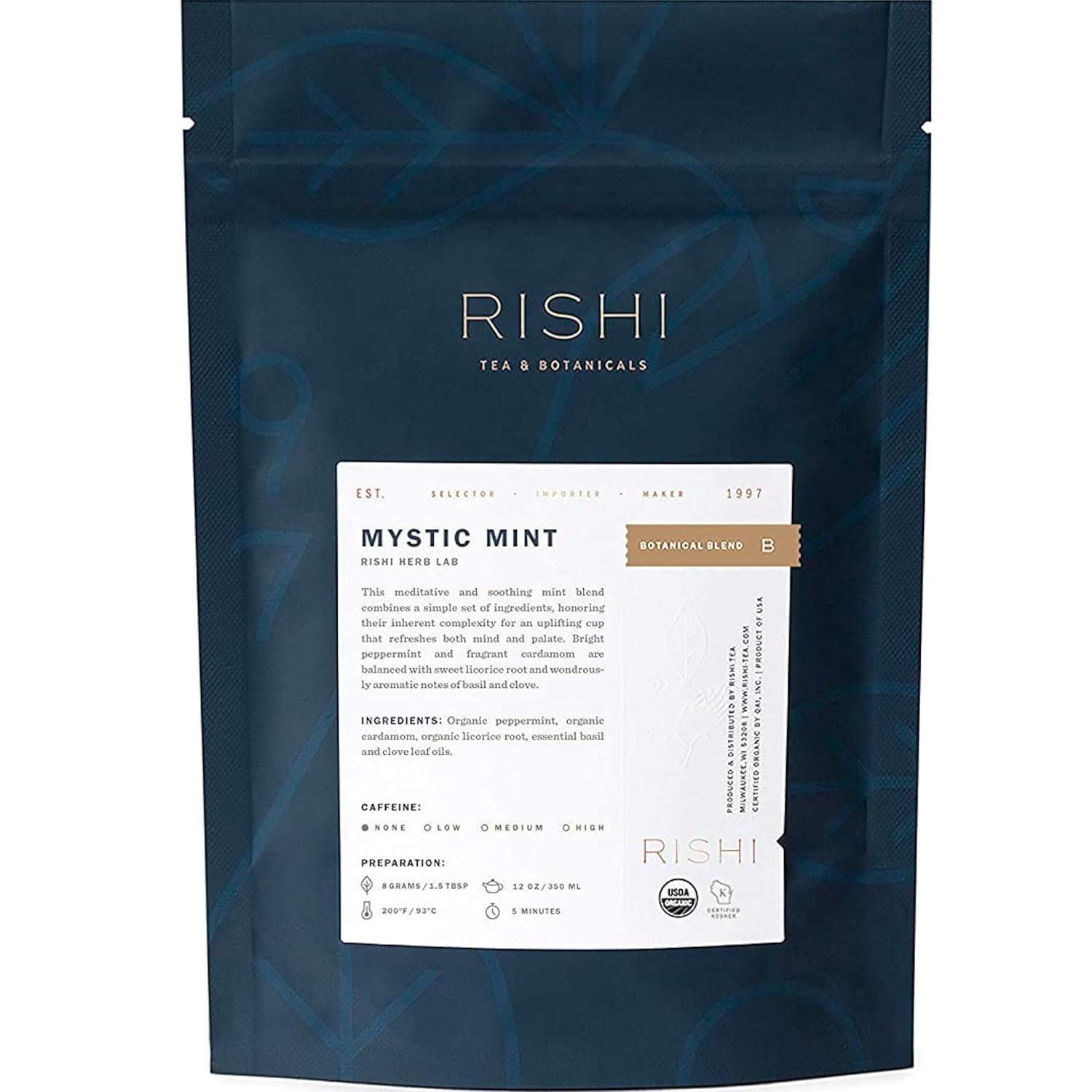 Rishi Tea Mystic Mint Herbal Tea - Organic Caffeine Free Blend