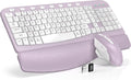Wireless Keyboard and Mouse Combo - Ergonomic Wave Design for Comfort