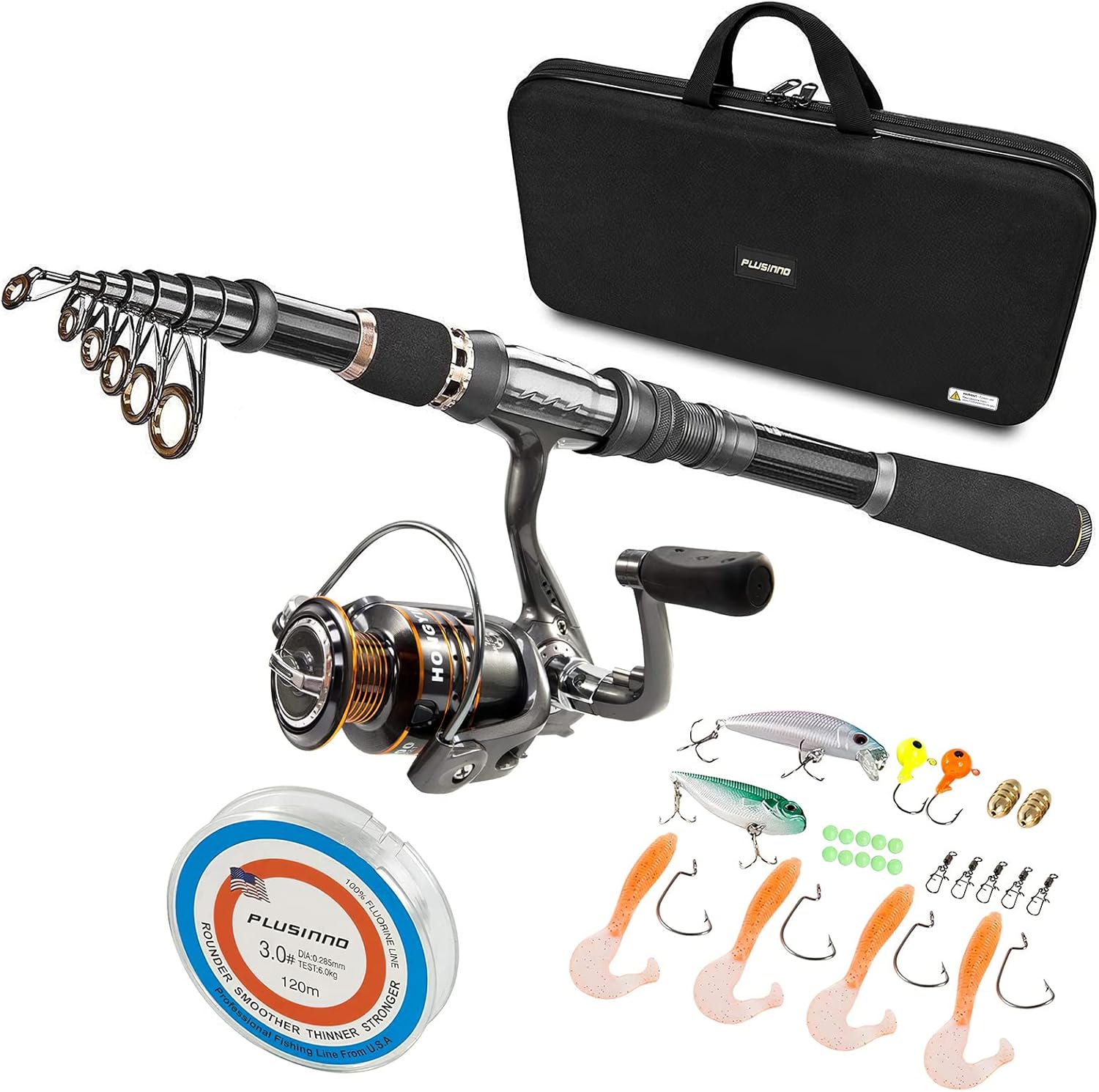 PLUSINNO Telescopic Fishing Rod and Reel Combo for Beginners