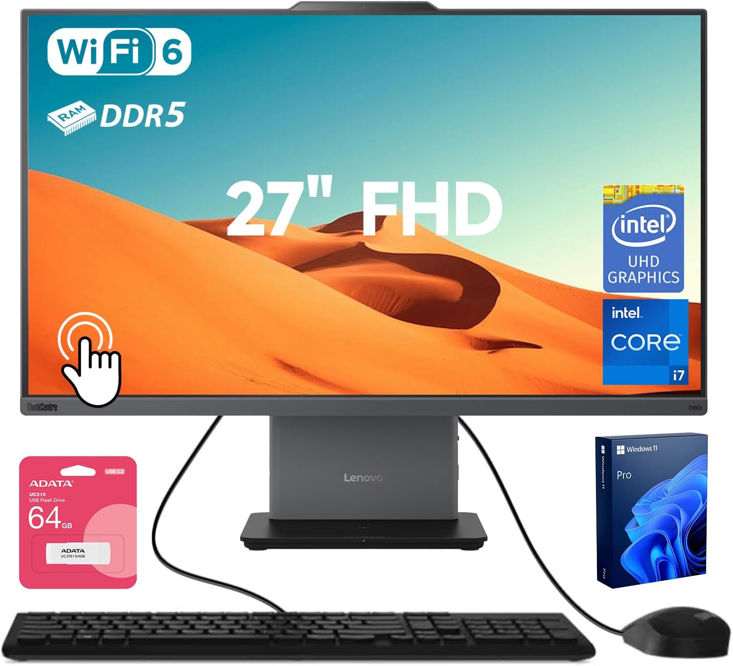 Lenovo ThinkCentre Neo 50a All-in-One Desktop with Touchscreen