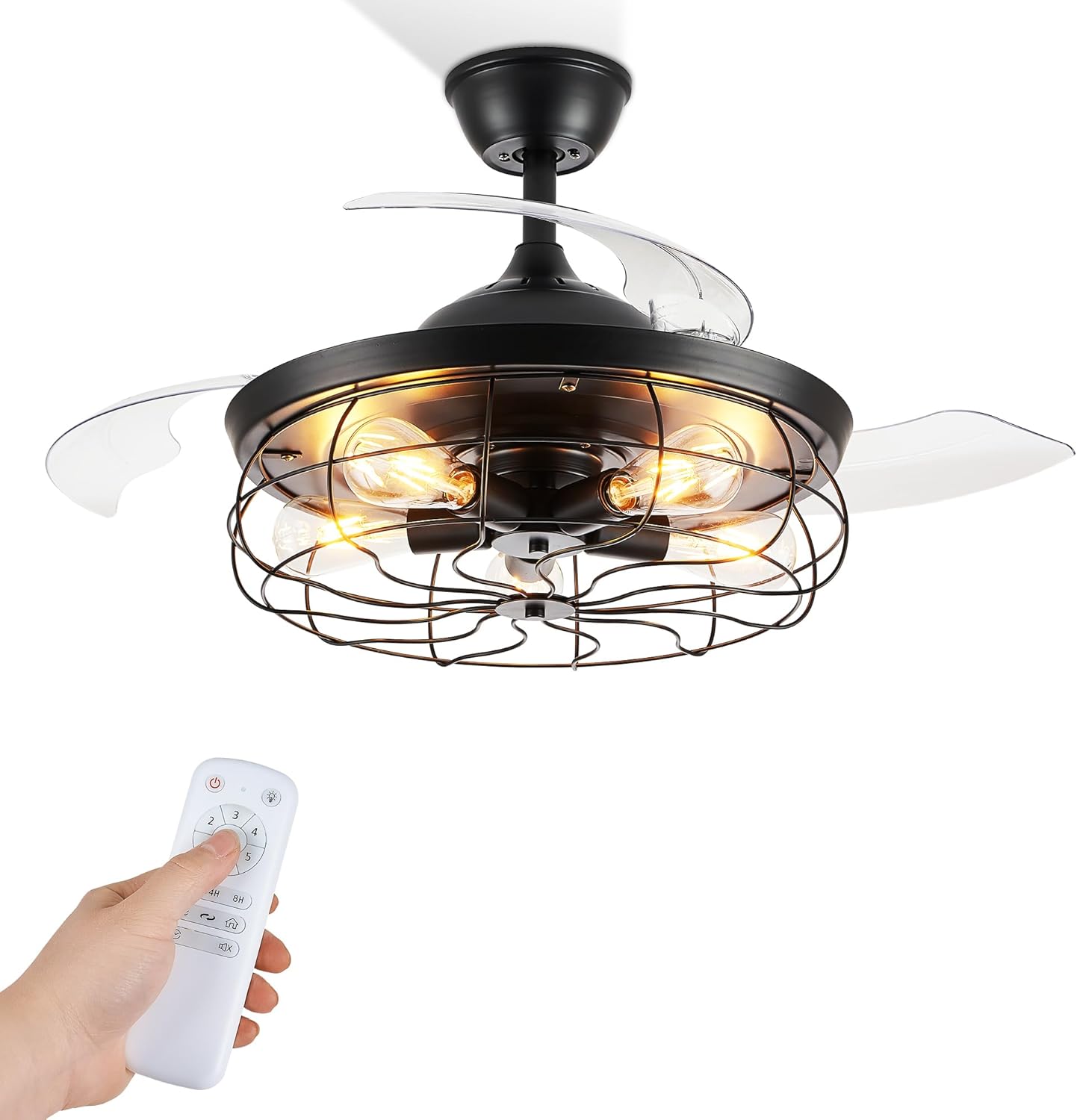 LEDIARY 42 Retractable Ceiling Fans with Lights for Home Use