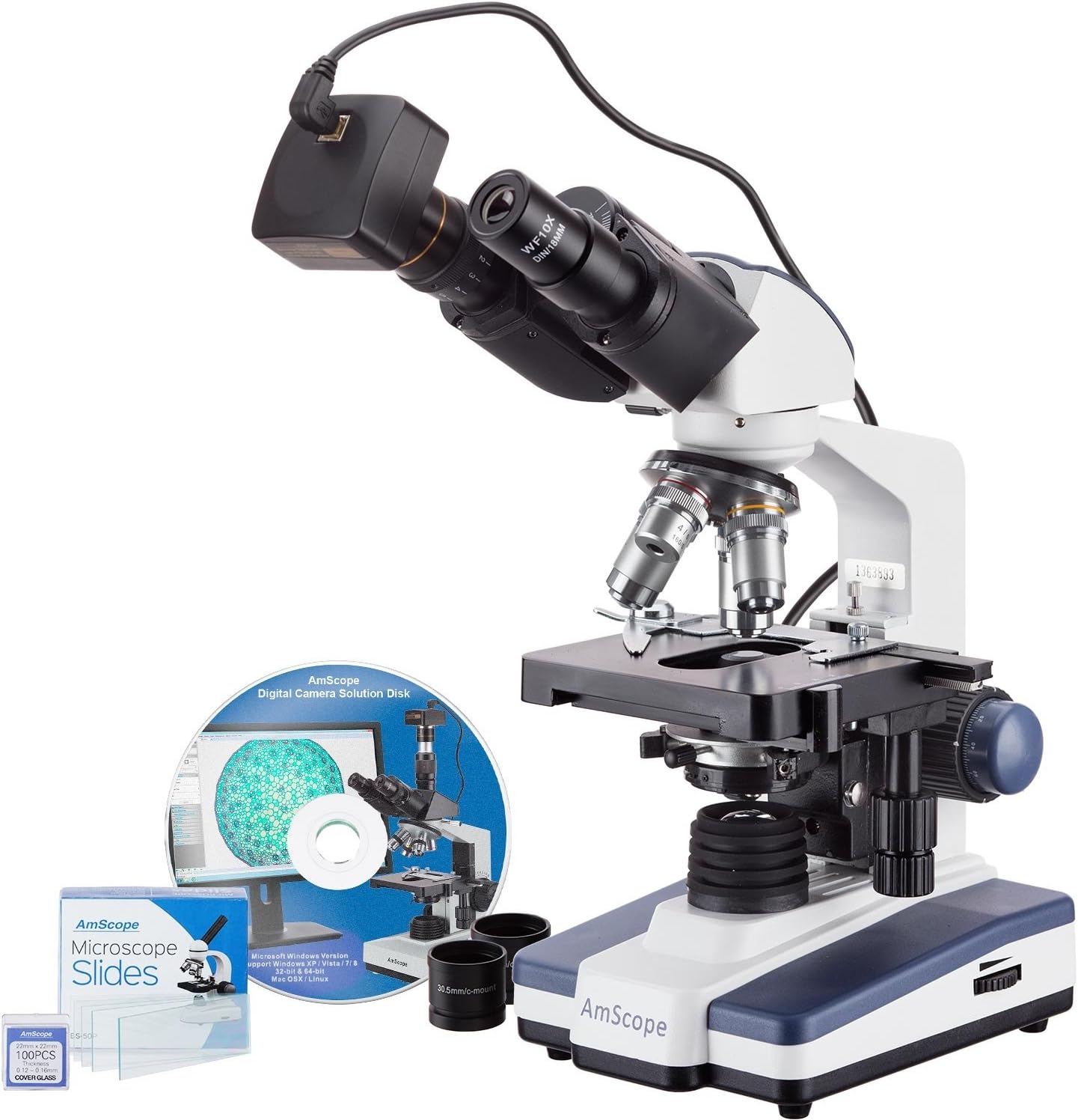 40X-2500X LED Binocular Compound Microscope with Camera