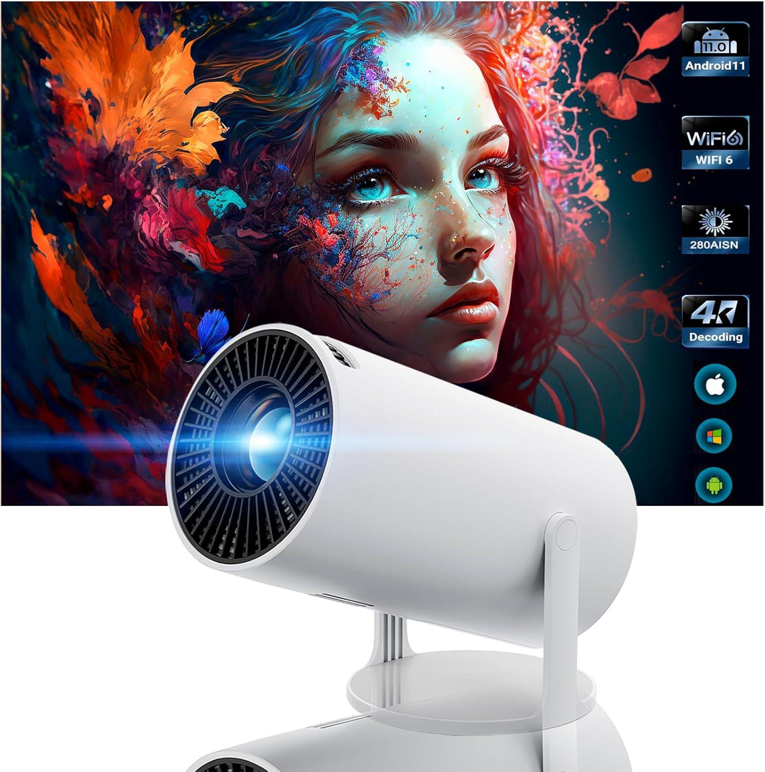 Amovfilm 4K Portable WiFi Mini Projector