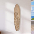 Wooden Surfboard Growth Chart Wall Decor - Brown Wave