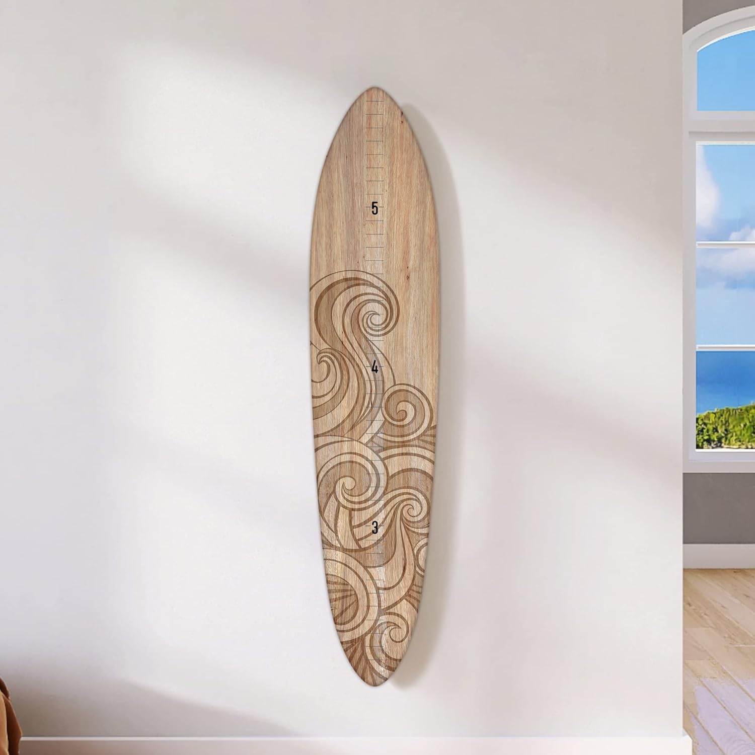 Wooden Surfboard Wall Decor Growth Chart for Kids Room Art