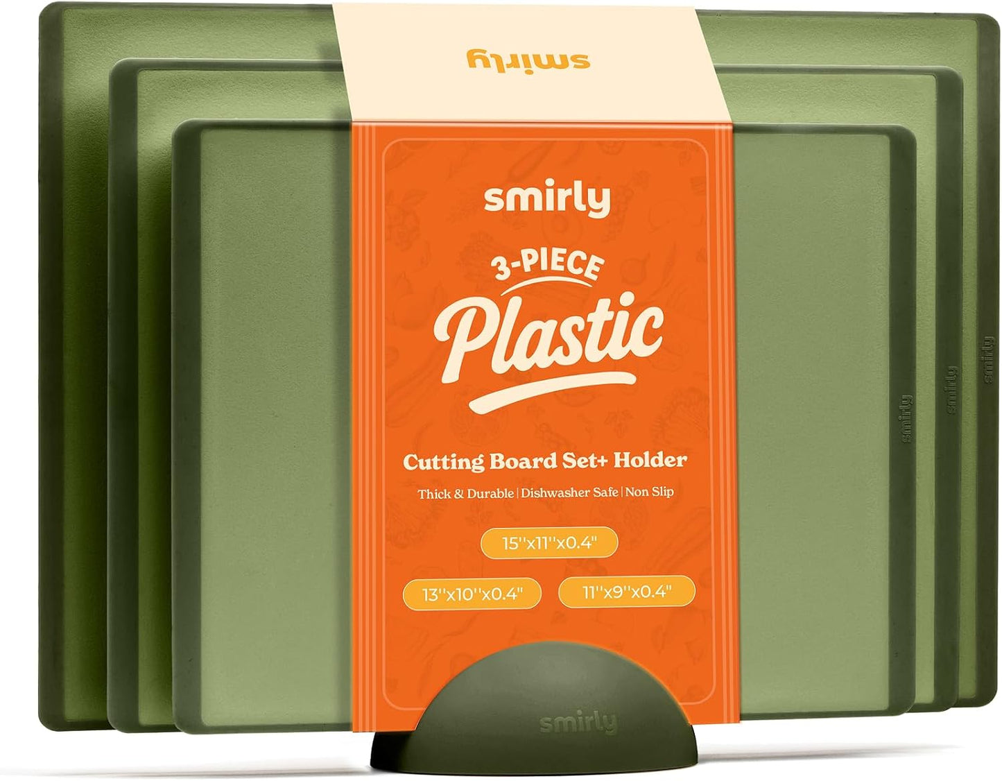 SMIRLY Plastic Cutting Board Set with Holder for Kitchen Use