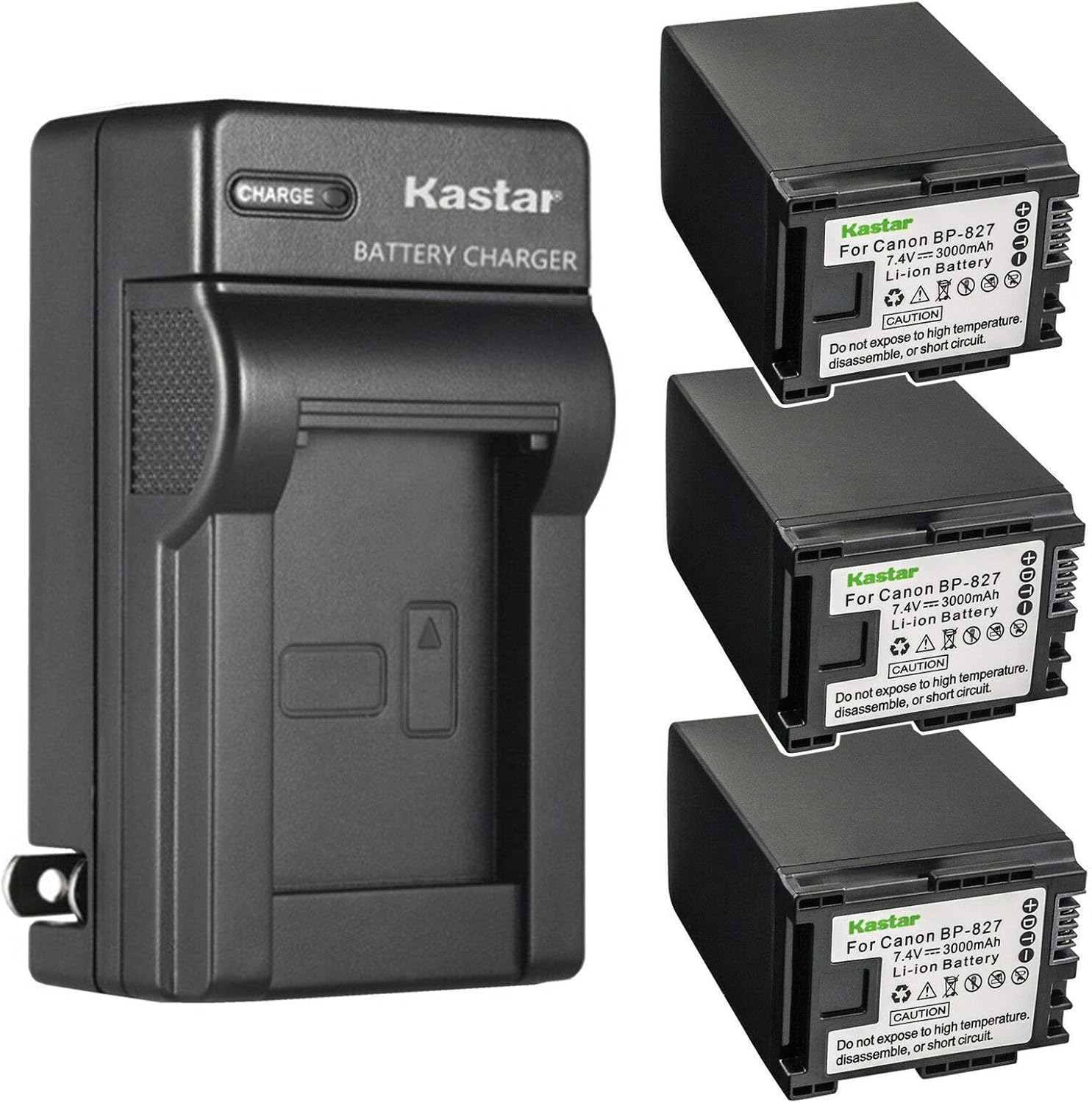 Kastar 3-Pack Battery and AC Wall Charger for Canon VIXIA