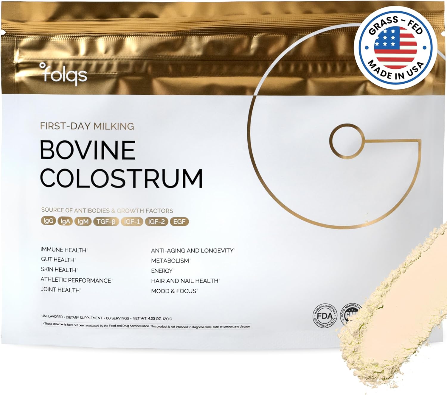 Bovine Colostrum Powder for Immune & Gut Support - 60 Servings