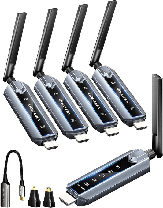 VENTION Wireless HDMI Transmitter with 4 Receivers for Multi-Screen