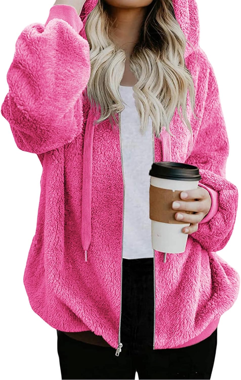 Nirovien Womens Sherpa Jacket Cozy Zip Up Fleece Hoodie