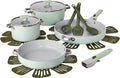 GoodCook Ceramic Cookware Set 14-Piece with Removable Handles - Sage