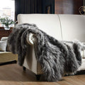 Luxury Faux Fur Throw Blanket Grey and Black - Super Warm 50in x 60in