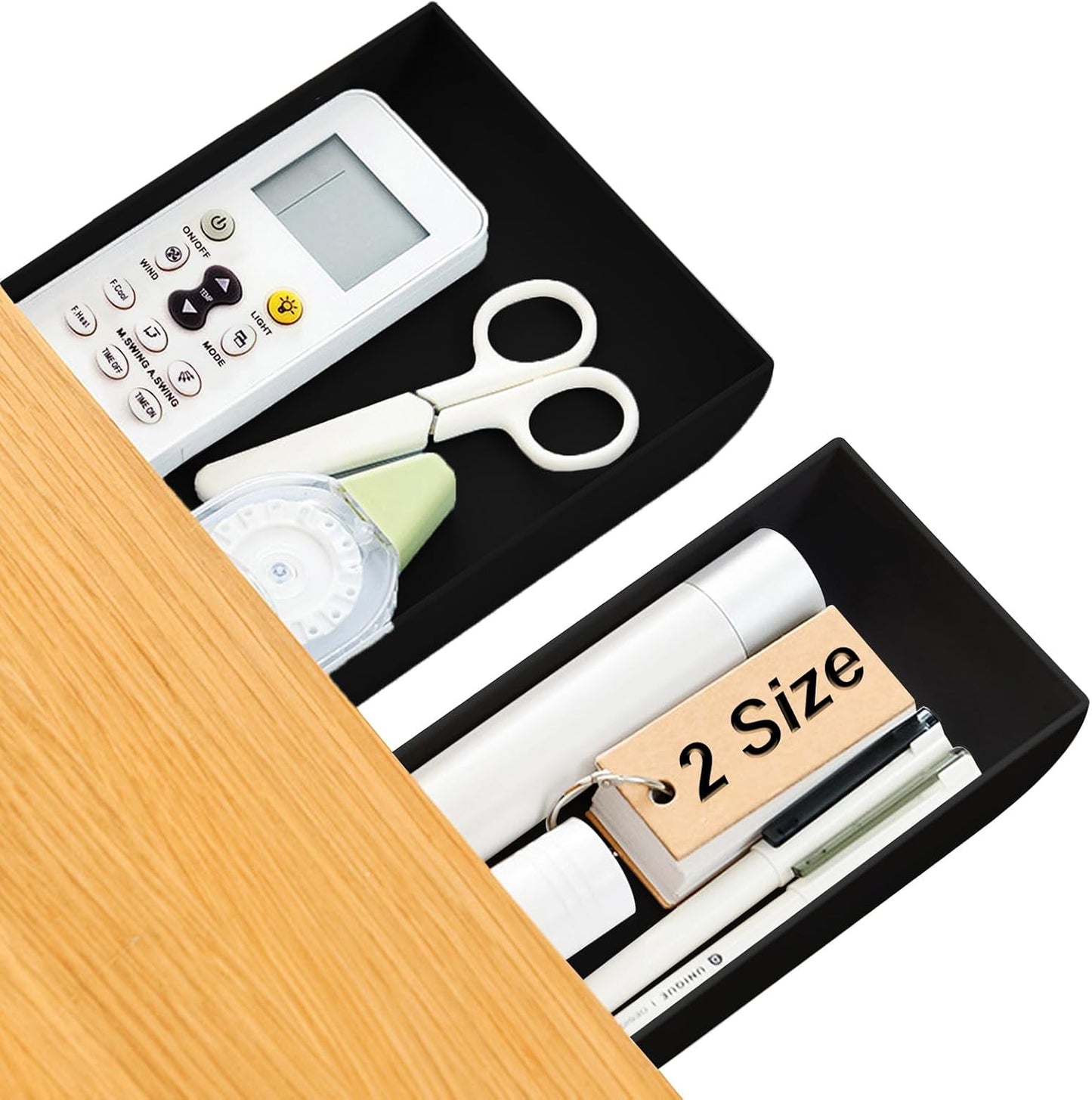 Organize with Ease: Under Desk Drawer Set, Hidden Pen Holder - Black