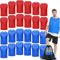12/24 Pack Soccer Pinnies Youth Team Practice Vests - Red Blue Mix