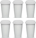 Set of 6 White Ceramic Tumblers - Hot Drinks Stay Hot!