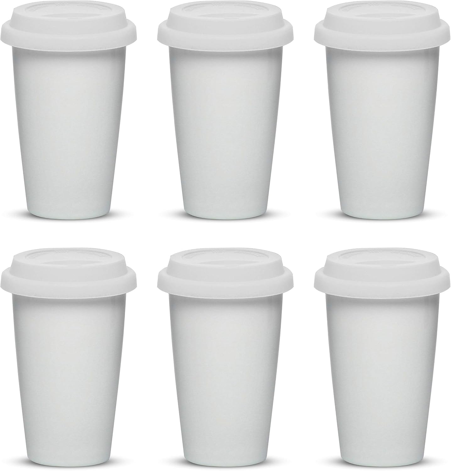 Set of 6 White Ceramic Tumblers - Hot Drinks Stay Hot!