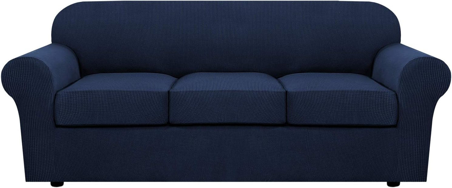 H.VERSAILTEX 4 Piece Stretch Sofa Covers for 3 Cushion Couch