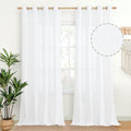 White Linen Curtains 102 in Long Light Filtering Drapes - Country Look