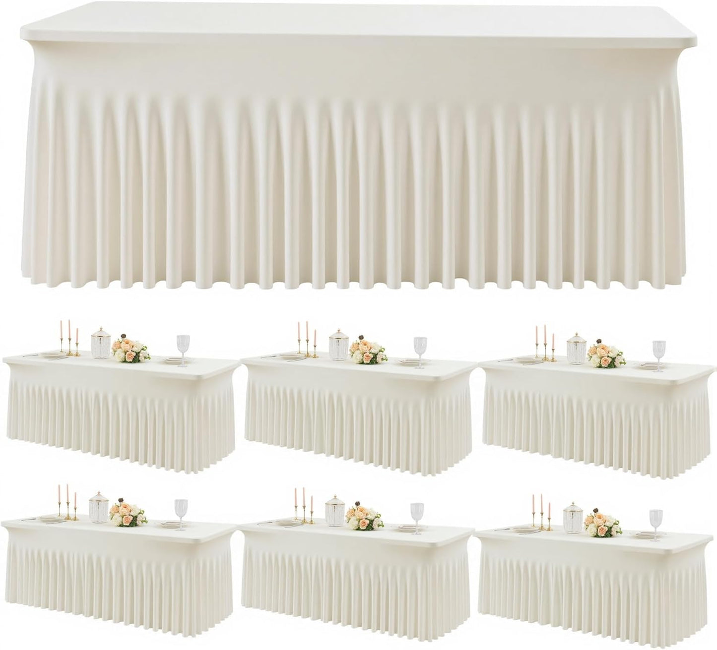Elegant 6ft Spandex Table Cloth Set for Parties and Events